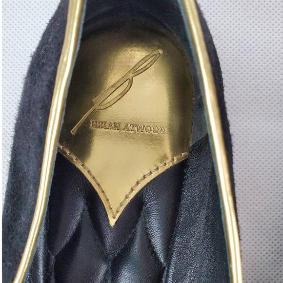 Brian Atwood Claudelle Mens Suede Black Smoking Slippers 8 Black Slip on Loafers - Picture 4 of 12